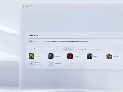 Interface for Next-Gen Filmmaking 3d animation branding c4d film filmmaking gen generative video. graphic design labs making motion graphics next pika pro sora ui ux video web