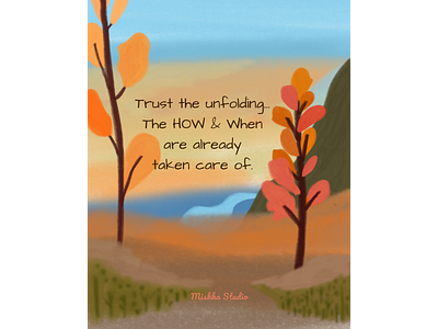 Trust the Unfolding digital art digital illustration graphic design home decor landscape illustration line art office decor trees design wall art wall decor