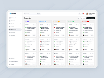 Task Management for Proptech App ai ai app analytics app branding business dashboard graphic design landing page management product design proptech real estate saas ui ux web app web design
