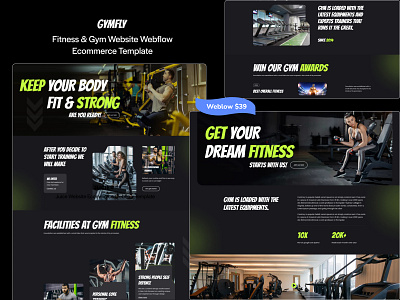 Gymfly- Fitness and Gym Website Ecommerce Webflow Template ecommerce template fitness fitness trainer portfolio fitness website gym equipment store gym website health wellness health and wellness template mobile friendly personal trainer responsive seo friendly sports club website uiux webflow webflow template webflow website workout website