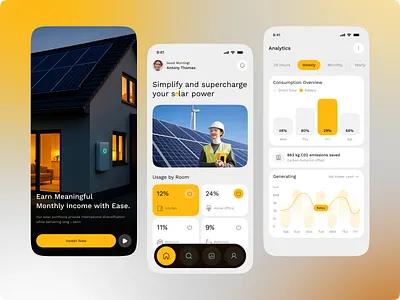 EcoSun – Smart Solar Monitoring App clean ui crm dashboard design eco design energy energy app interface mobile app design panel power product renewable saas service smart energy solar solar app sustainability uiux design