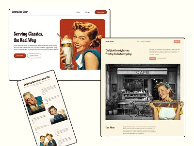 Vintage Characters in Web Layouts design graphic design illustration retro ui ui design vintage
