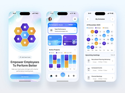 Modern 3D Employee Management & Productivity UI 3d deisgn 3d mobile app app app design appui employee management app hr management ios app design mobile mobile app mobile app design mordern deisgn product design productivity app saas app ui uiux ux visual deisng
