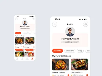 Profile Page / AI Food Recipe Mobile App aiappdesign aifoodapp appdesign appui cookingapp foodapp minimalui mobileappdesign productdesign profilepage recipeapp uidesign userprofileui uxdesign