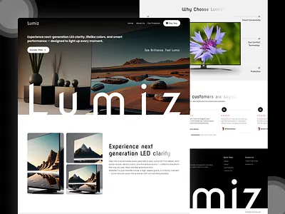 Lumiz — LED TV Website Design 3d animation branding graphic design logo motion graphics ui