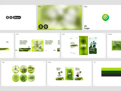 Bloom Brand Guidelines aitools brand book brandidentity branding brandstrategy conversiondesign design designsystem founderlife greenbrand identity logo logodesign modern logo startupbranding techbranding typography visual identity