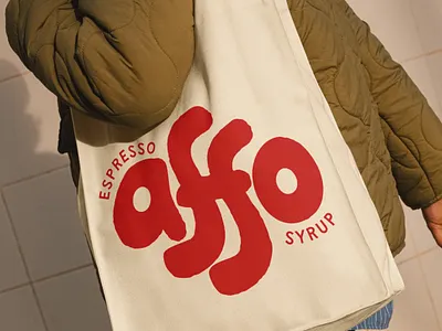 Tote Bag Design for Coffee Brand Affo bag brand brand identity branding coffee design design agency espresso graphic design hand drawn illustration lettering logo logos merchandise playful tote typography ux vector