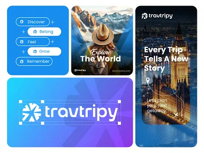 Travtripy – Travel Logo Design & Brand Identity ai logo blue logo brand identity branding design graphic design logo logo design logo mark logo trend minimal new logo inspiration t letter logo t logo travel agency logo travel logo travel logo idea travel logo inspiration trendy logo inspiration