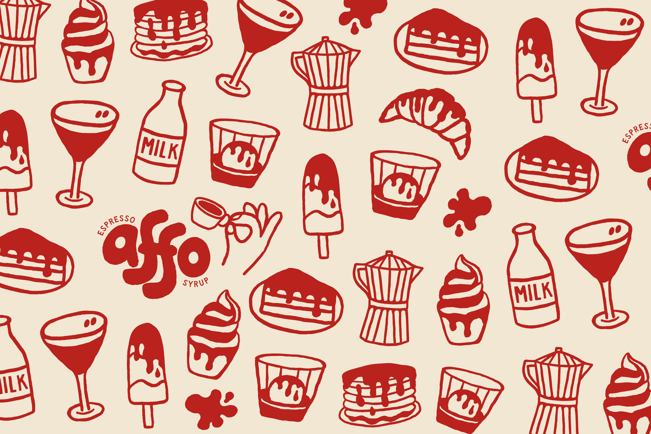 Illustration and Pattern for Coffee Brand Affo brand brand identity branding brandmark design doodles drawing drawn graphic design hand drawn icons illustration illustrator logo logo design logos mark procreate typography