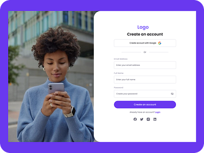 Signup Page UI Design authentication screen clean interface creative ui figma web ui form design login page minimal design modern interface modern web design onboarding design registration form responsive web design signup flow signup page ui ux design user authentication user experience web app design web ui design website concept