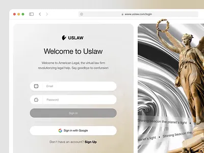 Login Experience - USLAW animation clean design web gold interaction landing page law login modern scroll animation ui ux website