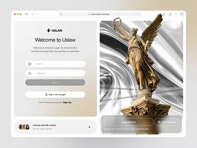 Login Experience - USLAW animation clean design web gold interaction landing page law login modern scroll animation ui ux website