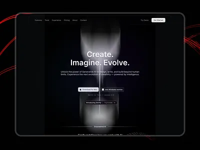Genify - AI Landing Page Generative Tools Data Hero Section ai ai design ai landing page ai tool ai website dark mode data analytic design trend gen ai landing page generative ai hero section landing page minimalist prompt ux saas tech landing page ui design ux design web design workflows