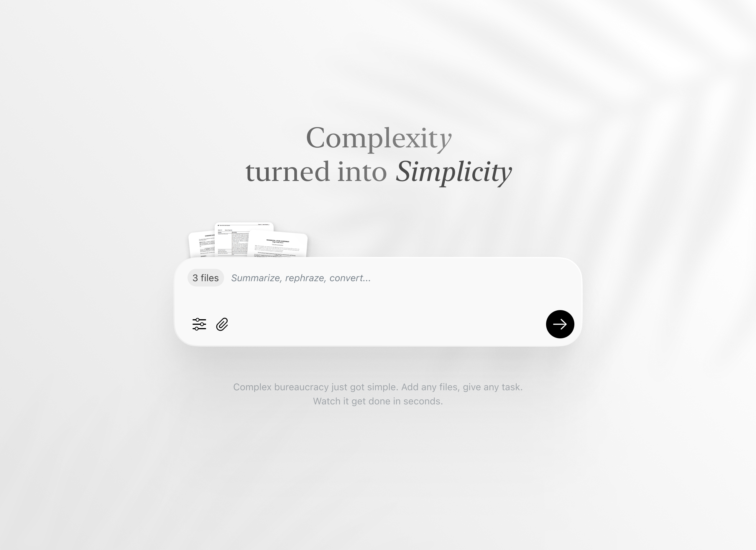 AI agent agent ai artificial intelligence bot chat clean document file input light minimal prompt shadow upload white