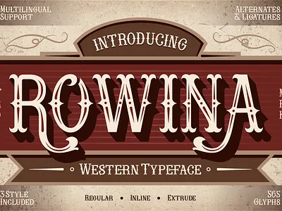Rowina branding classic font cowboy font custom font display font font font design font style free font inline font old west font poster font retro font saloon font serif font typeface typography western font whiskey label wild west font