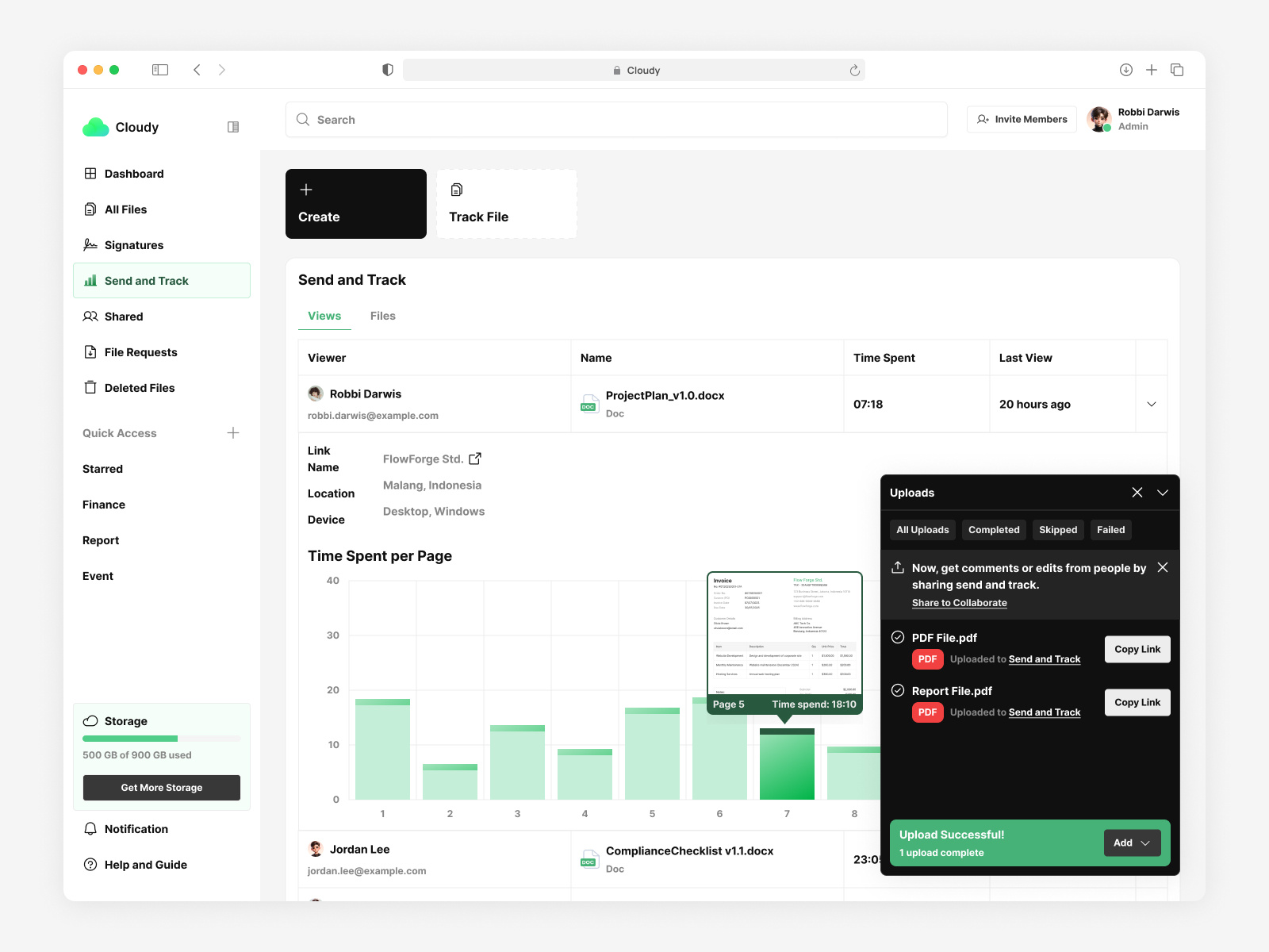 Example of File Storage Web App Or Dashboard