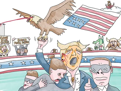 Trump close call illustration procreate