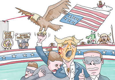 Trump close call illustration procreate