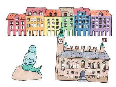 Copenhagen sights illustration procreate