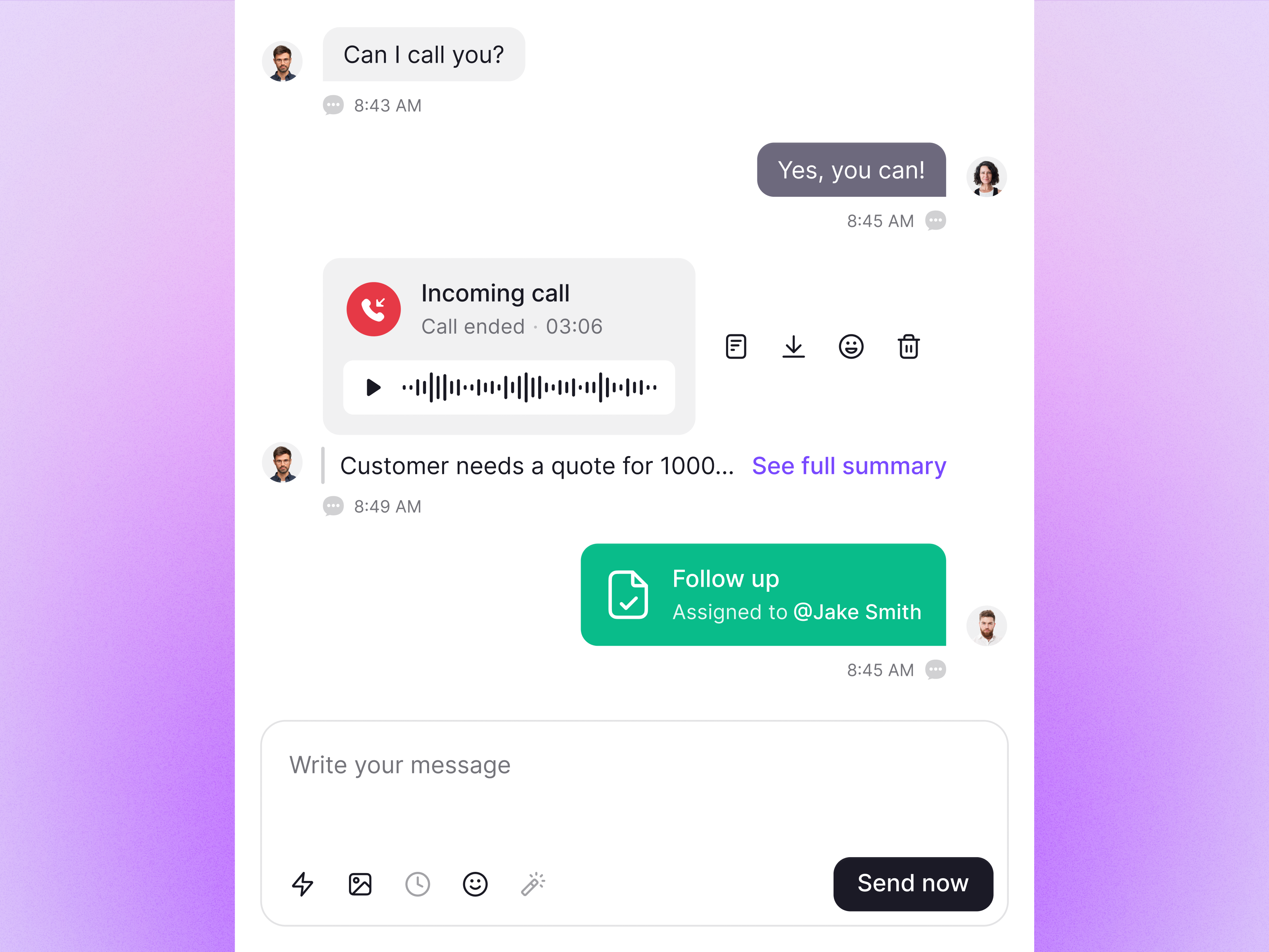Example of Novi — AI Chat Feature
