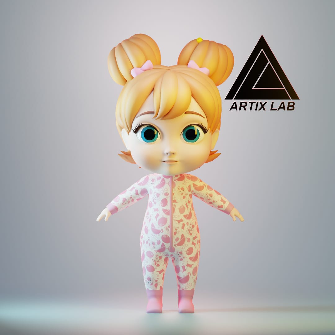 3d baby girl avatar 2d animation 3d animation 3d art artixlab branding character commission open game graphic design logo motion graphics