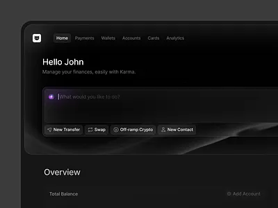 On-Chain Banking Dashboard AI ai bank banking blockchain chain crypto dark dashboard finance glass glow input short cuts