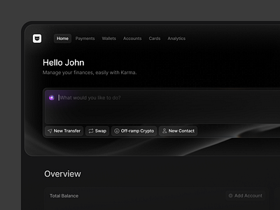 On-Chain Banking Dashboard AI ai bank banking blockchain chain crypto dark dashboard finance glass glow input short cuts