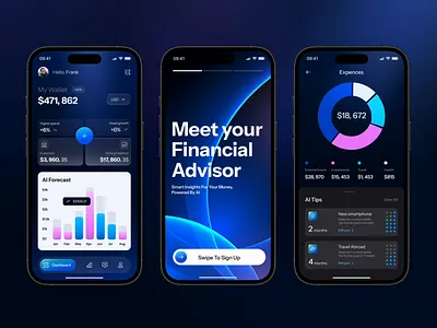 Mobile App Design - Fintech AI Advisor ai app app app design artspire finance finance app fintech ios ios design mobile app mobile first mobile interface mobile one ui ux