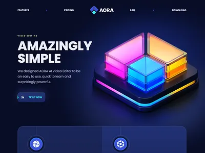 AORA - AI Video Editor (Concept) 3d ai blender branding concept darkmode figma uxui videoeditor