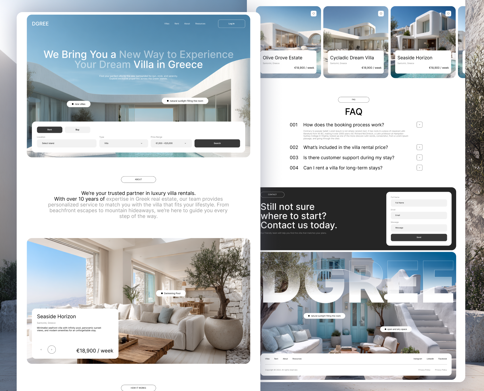 Aegean Villas — Luxury Villa Rental Landing Page (Greece) aegean greece holiday home hotel booking luxury villas property website real estate real estate landing page rental resort website travel landing page vacation rental villa rental villa website