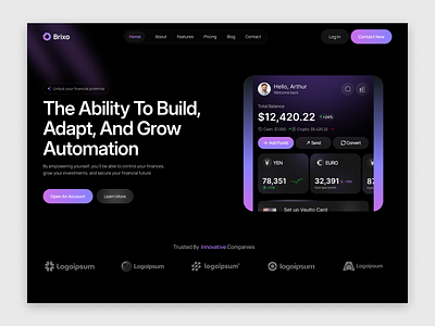 Brixo - Responsive Investment Platform Design app crypto cryptocurrency currency currency convert finance management fintach fintech web ui management management tools mobile responsive web ui web web app web management web ui website