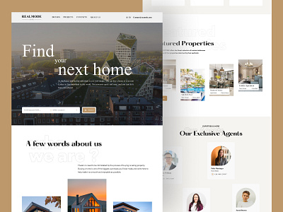 Real estate Landing page agency apartment brokerage buy clean conversion home invest landing page lead generation minimal modern design property real estate realtor responsive sell ui ux web design