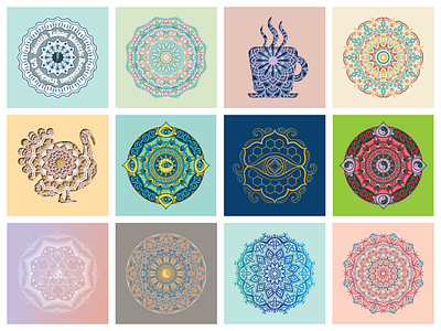 Mandala Collection — Logos & Illustrations art circle hand drawn illustration intricate design logo design mandala ornament pattern repetitive sacred geometry spiritual symmetrical traditional