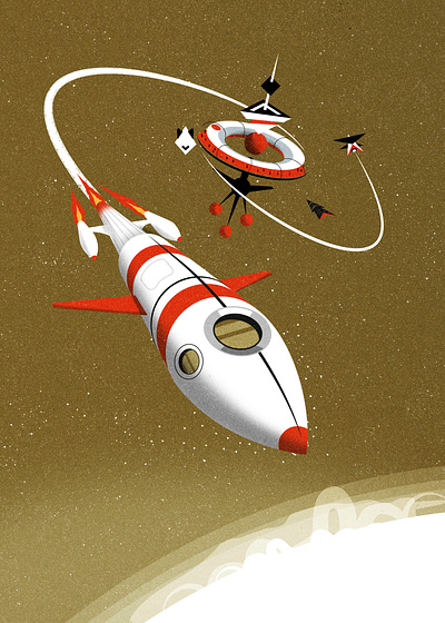 Space Station design illustration illustrator minimalist retro rocket space texture vector