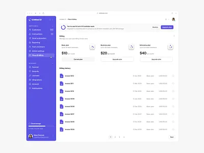 Billing plans — Untitled UI billing plans product design settings table ui design user interface