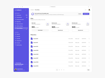 Billing plans — Untitled UI billing plans product design settings table ui design user interface