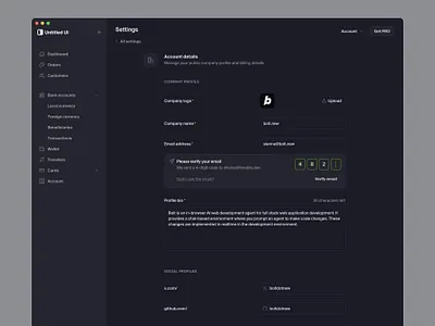 Account details — Untitled UI account settings details form product design profile settings ui design user interface