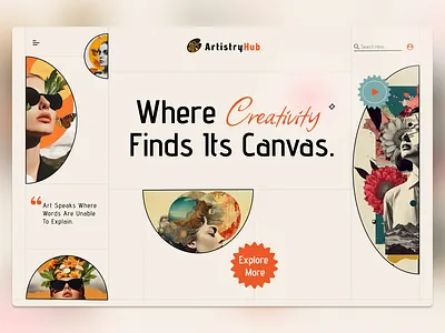 ArtistryHub-Modern Art Discovery Platform 🧡 creativewebsite figmadesign modernui ui