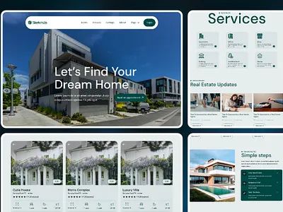 Real Estate Landing Page UI app branding design graphic design illustration logo real estate typography ui uiux ux vector website