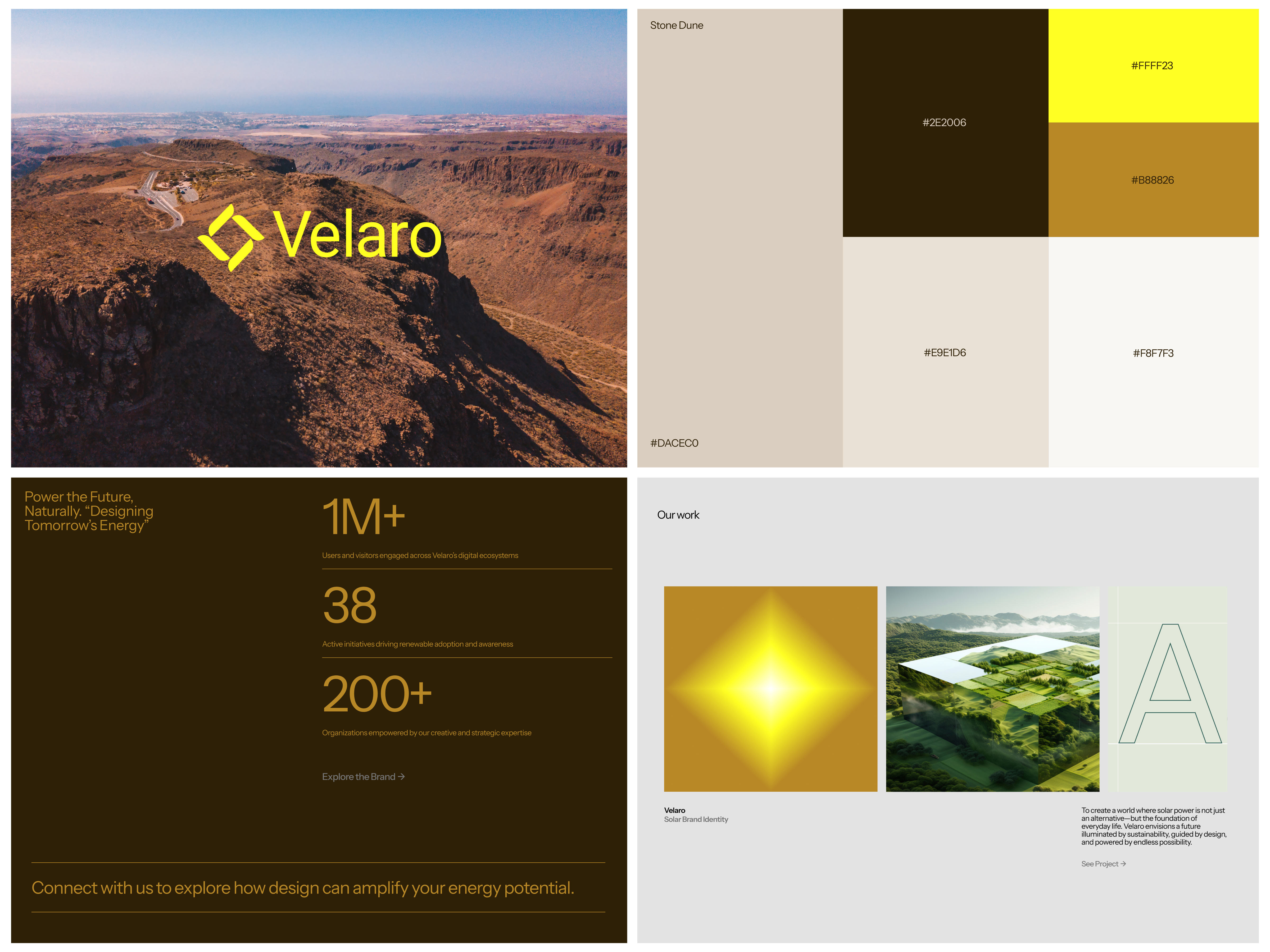 Velaro — Solar Brand Identity Design brand design brand guideline brand identity branding eco logo graphic design lab logo design logo mark logotype modern logo solar branding solar company solar energy startup vexo lab visual identity volt logo