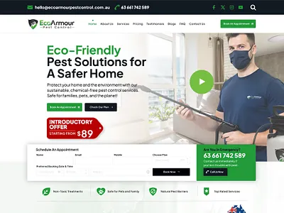 Eco Armour Website Design australia branding clean control creative design eco friendly funnel green home landing page modern pest professional web