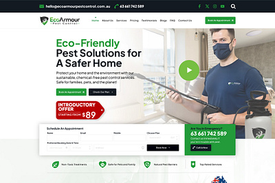 Eco Armour Website Design australia branding clean control creative design eco friendly funnel green home landing page modern pest professional web