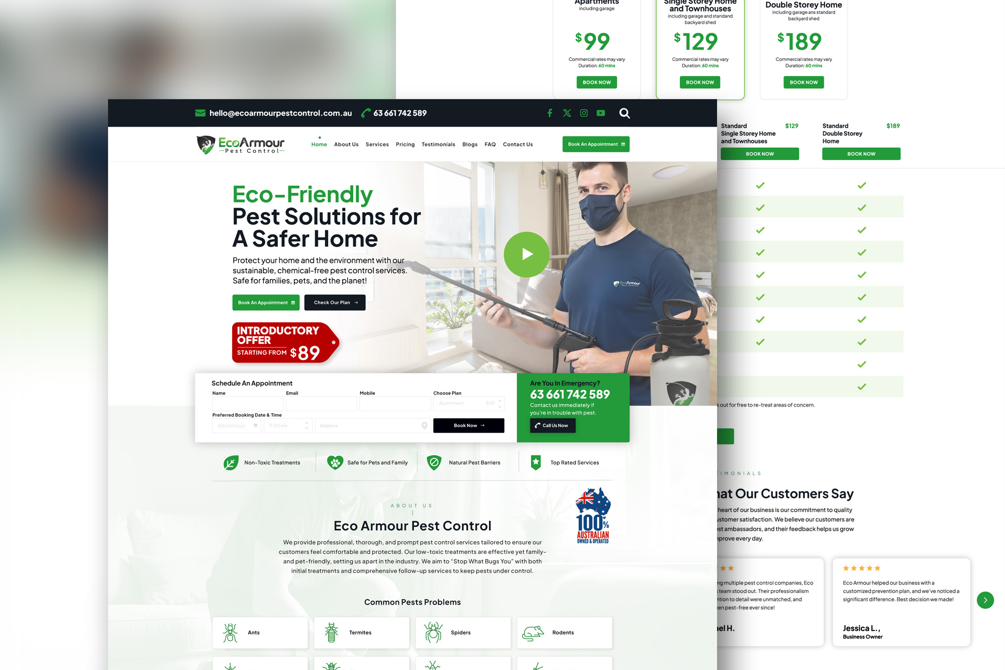 Eco Armour Website Design australia branding clean creative design eco friendly funnel graphic design green home landing page logo modern pest print professional web website design