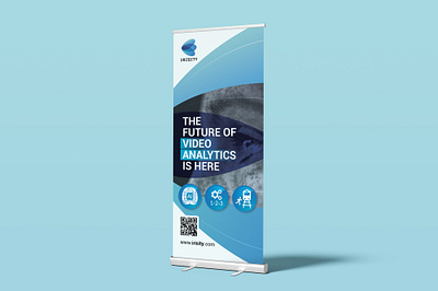 IRISITY Roll Up Banner Design aesthetic banner blue branding clean creative design exhibition harmony modern print professional roadshow roll up web