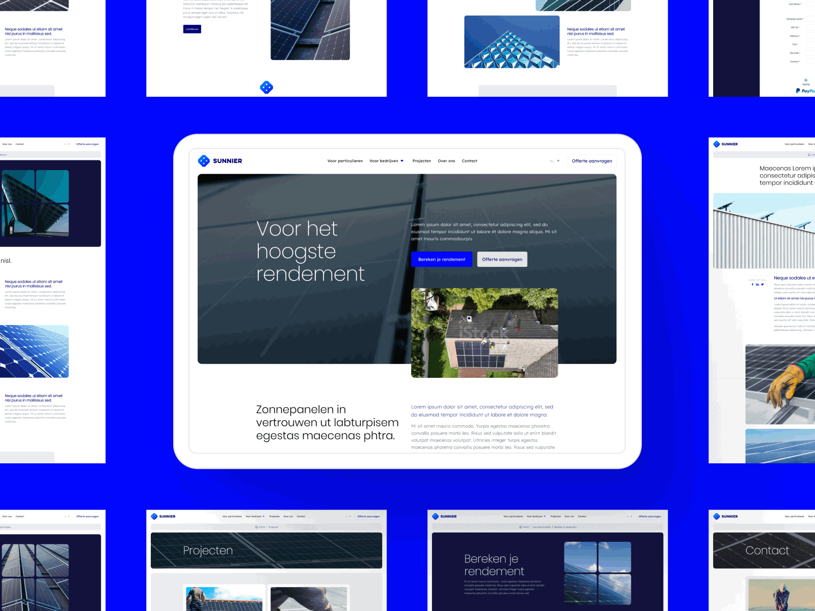 Solar panels website belgium blue branding brussels design graphic design panels responsive solar ui ux