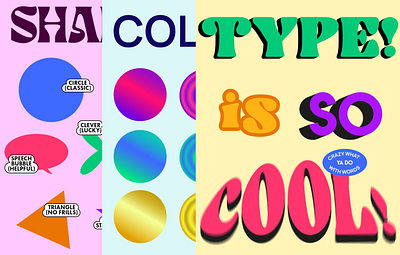 Shapes, colors and text in Illustrator graphic design