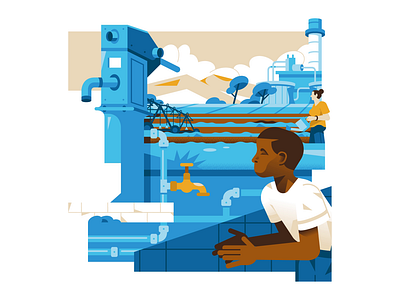 FAO (United Nations) - Report 2025 - Clean water and sanitation agriculture environment fao food geometric illustration nature sanitation sustainability water