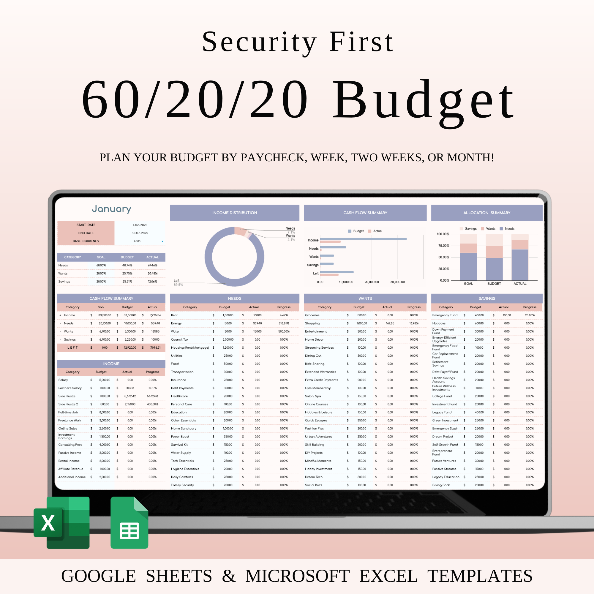 60/20/20 Budget Spreadsheet Template | Excel & Google Sheets 60 20 20 budget budget planner budget template budgeting excel expenses finance finance tracker financial goals financial planning google sheets income tracker money money management money tracker monthly budget personal finance savings simple budget
