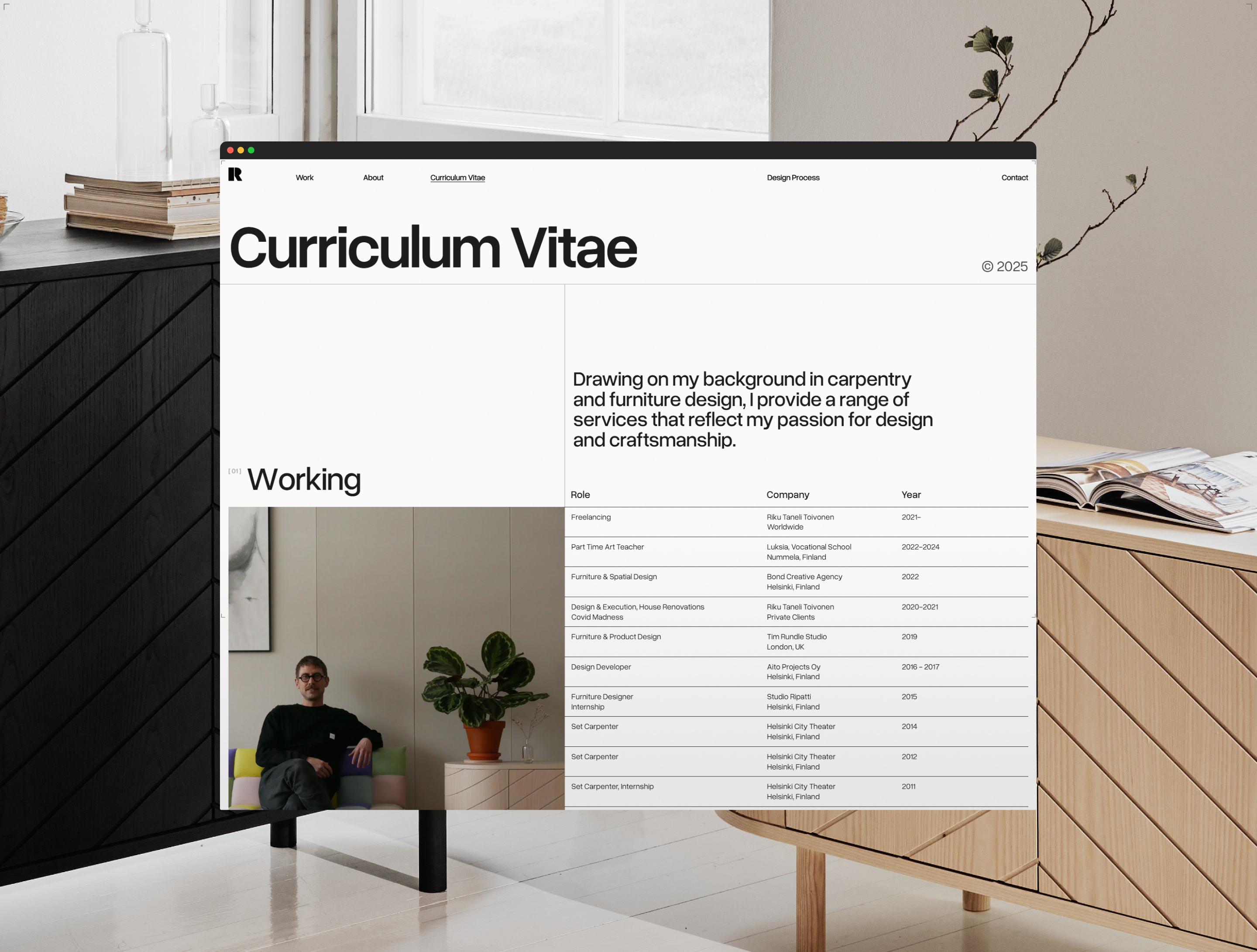 Premium Furniture Designer Website - Riku Taneli Toivonen branding figma furniture furniture designer graphic design grid layout design premium web design premium website product designer ui web design website design website illustration