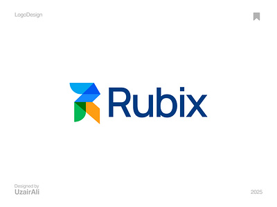 Letter R rubix logo design concept brand identity branding colorful cube design graphic design letter r logo logo design minimal modern multicolor overlap r logo rubik